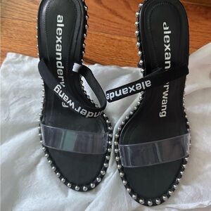 Alexander Wang Black and Silver Studded Sandals 37